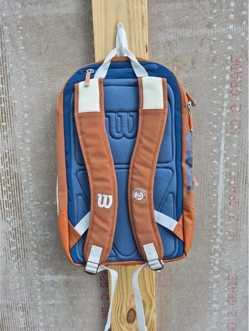 Wilson Roland Garros Super Tour Tennis Backpack 2 Racket Bag Blue / White / Navy - Picture 7 of 12